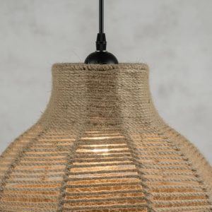 Luminaria Colgante Rustica Hilado Yute Cañamo 37cm - Imagen 4
