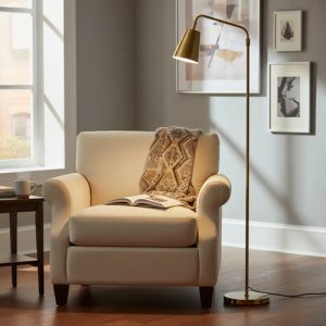 Luminaria Lampara De Pie Portatil Bronce Dorado Ajustable - Imagen 1