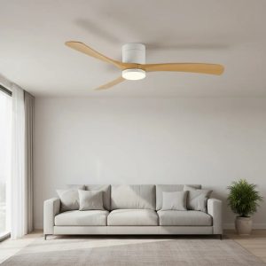 Ventilador De Techo Con Luz Led Color Madera Natural Nordico - Imagen 5
