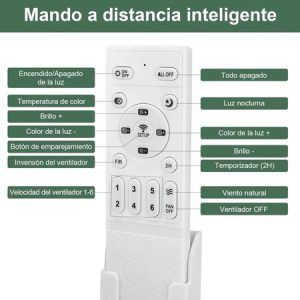 Ventilador De Techo Con Luz Led Color Madera Natural Nordico - Imagen 3
