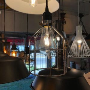 Luminaria Colgante Cromado Jaula Metal Vintage Retro. E27 - Imagen 2