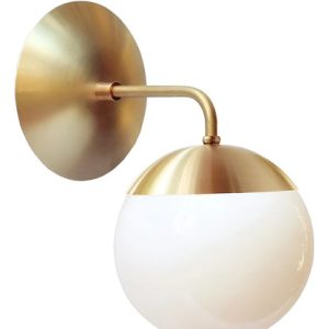 Luminaria Aplique Pared Dorado Bronce Globo Vidrio Monaco - Imagen 1