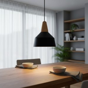 Luminaria Colgante Nordico Madera Y Metal - Imagen 2