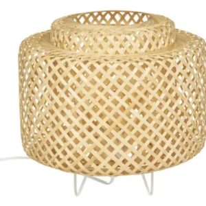 Luminaria De Mesa Estilo Portatil Rustico Bambú Kesia - Imagen 4