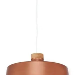 Colgante Grande Metal Gris O Cobre Y Madera 45,5cm Vintage - Imagen 1