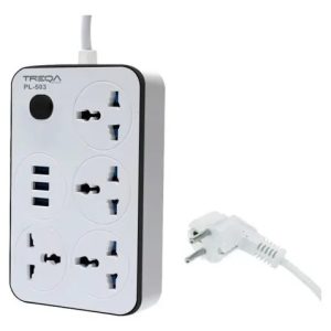 Adaptador Universal Blanco Treqa 7 Tomas 3 Usb 220v 2m 3000w Pl-503 - Imagen 2