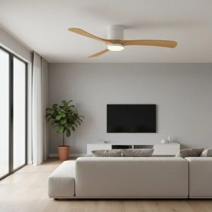 Ventilador De Techo Con Luz Led Color Madera Natural Nordico - Imagen 6