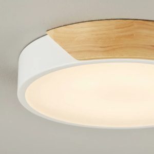 Luminaria Plafón Led Madera Y Metal De Techo Nórdico 18w - Imagen 2