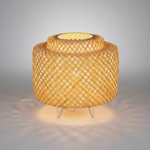 Luminaria De Mesa Estilo Portatil Rustico Bambú Kesia - Imagen 1