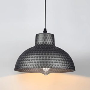 Luminaria Colgante Metal Gris Martillado 26cm