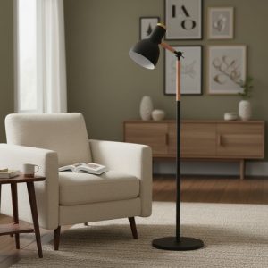 Luminaria Portatil De Pie Madera Y Metal Articulada 170cm - Imagen 2