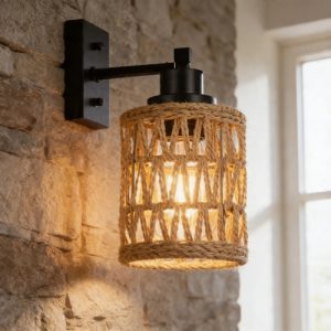 Luminaria Aplique De Pared Con Cuerda Para Lampara E27 - Imagen 3