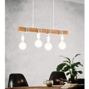 Luminaria Colgante Techo Nordico Vintage Madera 4 Luces