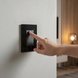 Plaqueta Con Llave De Luz Interruptor Teclon Negro Kalop - Imagen 2