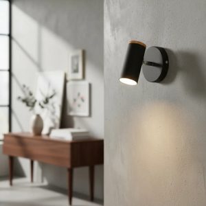 Luminaria Spot Led 5w De Pared Nordico Madera Y Metal Bera - Imagen 6