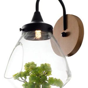 Luminaria Aplique Terrario De Pared En Madera Y Vidrio