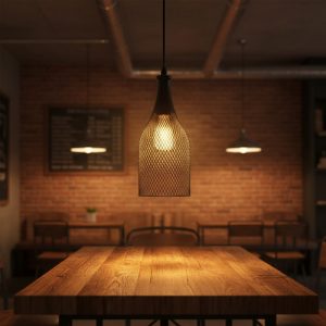 Luminaria Colgante Jaula Botella Rejilla Metal Vintage Retro - Imagen 2