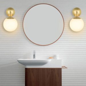 Luminaria Aplique Pared Dorado Bronce Globo Vidrio Monaco - Imagen 5