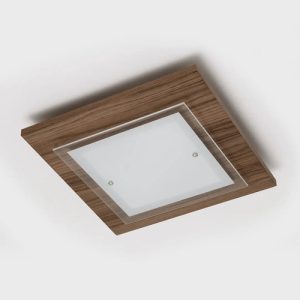 Plafon Techo Madera Y Vidrio Para 3 Lamparas 37x37 Ext O Emb - Imagen 1