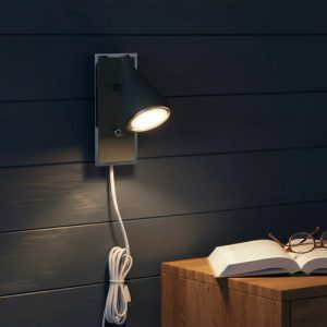 Luminaria Aplique Pared Con Cable E Interruptor - Imagen 3