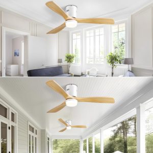 Ventilador De Techo Con Luz Led En Madera Natural Nordico - Imagen 6