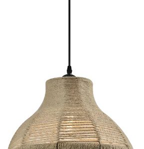 Luminaria Colgante Rustica Hilado Yute Cañamo 37cm - Imagen 1