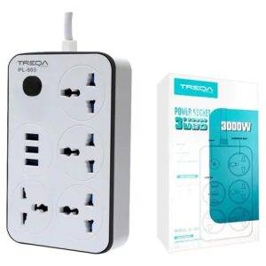 Adaptador Universal Blanco Treqa 7 Tomas 3 Usb 220v 2m 3000w Pl-503 - Imagen 3