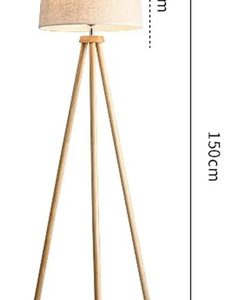 Luminaria De Pie Portatil Madera Tripode Estilo Nordico Tela - Imagen 2