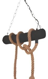 Colgante Rustico Con Cuerdas Y Tronco De Madera 2 Lamparas - Imagen 1