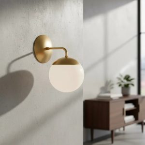 Luminaria Aplique Pared Dorado Bronce Globo Vidrio Monaco - Imagen 2