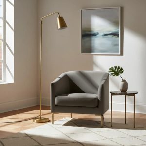 Luminaria Lampara De Pie Portatil Bronce Dorado Ajustable - Imagen 3