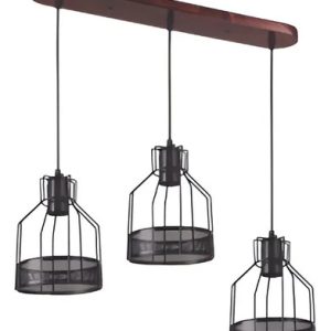 Luminaria Colgante En Madera De 3 Jaulas Vintage En Metal - Imagen 3