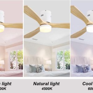 Ventilador De Techo Con Luz Led En Madera Natural Nordico - Imagen 7