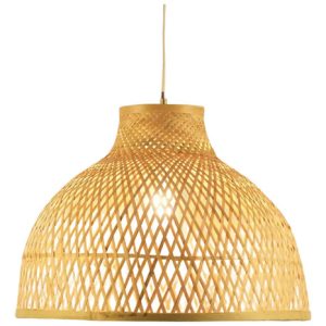 Luminaria Campana Colgante Techo En Bambu Ratan Nordico 40cm - Imagen 1