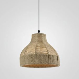 Luminaria Colgante Rustica Hilado Yute Cañamo 37cm - Imagen 5