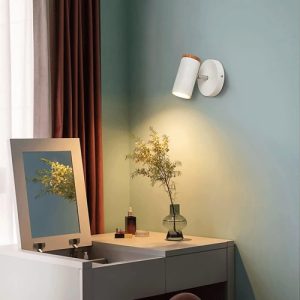 Luminaria Spot Led 5w De Pared Nordico Madera Y Metal Bera - Imagen 4
