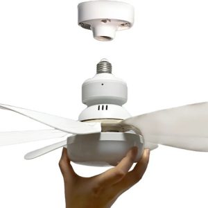 Ventilador Portalamparas E27 Con Luz Led Y Control Techo - Imagen 1