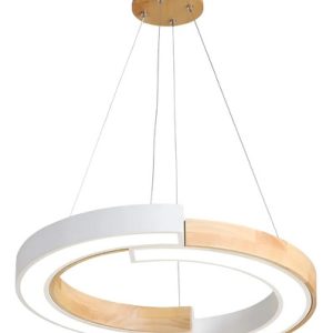 Colgante Circular Led Nordico Madera Bruma Viggo - Imagen 1