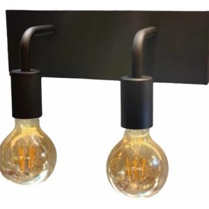 Luminaria Doble Aplique De Pared Negro Vintage Filamento - Imagen 1
