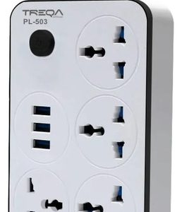 Adaptador Universal Blanco Treqa 7 Tomas 3 Usb 220v 2m 3000w Pl-503 - Imagen 1