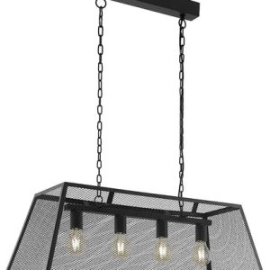 Luminaria Colgante Grande 4 Luces Metalica Rejilla Vintage - Imagen 1