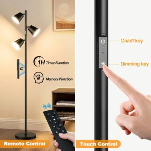 Luminaria De Pie Portatil Led 3 Luces Control Remoto Negro - Imagen 5