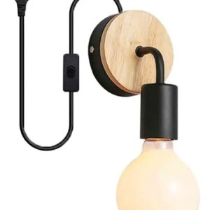 Luminaria Aplique De Pared Vintage Con Cable P Lámpara E27 - Imagen 1