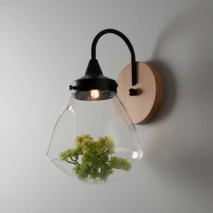 Luminaria Aplique Terrario De Pared En Madera Y Vidrio - Imagen 2