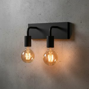 Luminaria Doble Aplique De Pared Negro Vintage Filamento - Imagen 4