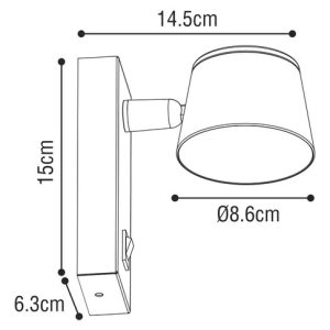 Luminaria Led Aplique De Pared Direccionable Con Llave - Imagen 4
