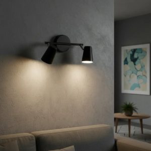 Aplique Spot Negro Para 2 Luces Lamparas Gu10 Techo O Pared - Imagen 3