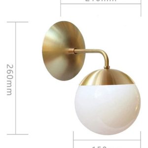 Luminaria Aplique Pared Dorado Bronce Globo Vidrio - Imagen 5