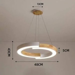 Colgante Circular Led Nordico Madera Bruma Viggo - Imagen 2