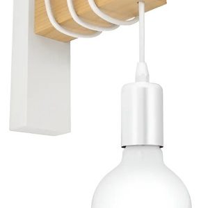 Aplique Madera Natural Y Metal Blanco Vintage Nordico - Imagen 1